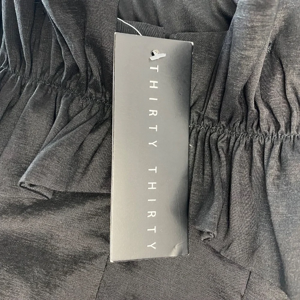 THIRTY THIRTY Mini Dress Strapless Ruffle BodyCon Back Zip-Up in black XS -NWT - Picture 6 of 7